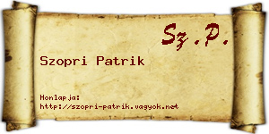 Szopri Patrik névjegykártya