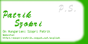 patrik szopri business card